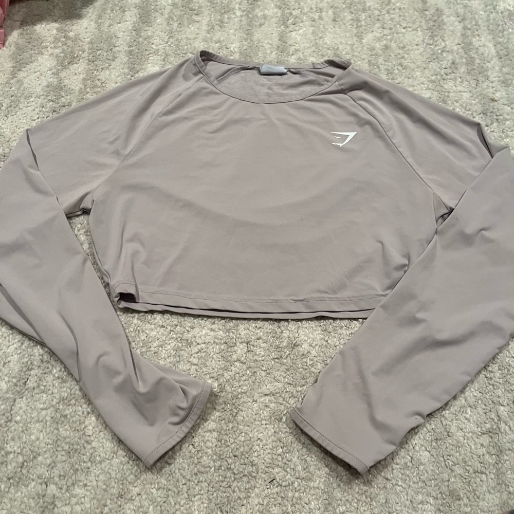 Gymshark Long Sleeve Crop Top - Taupe